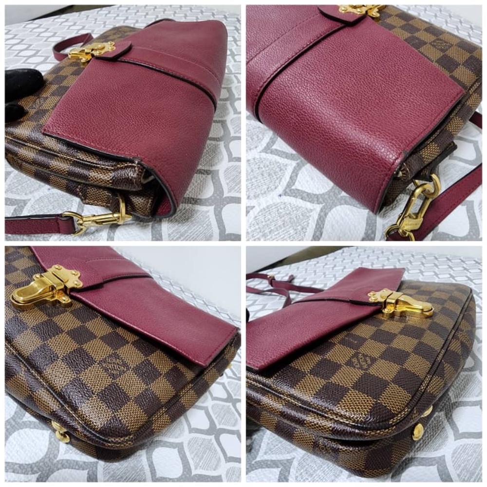 Authentic Louis Vuitton Damier Ebene Clapton PM Shoulder Bag Brown/Wine - Picture 11 of 13